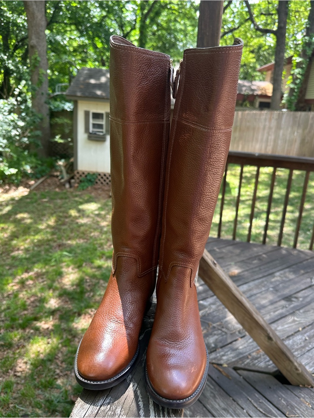 Tory Burch Riding Boots in Full Grain Pebbled Leather - Picture 5 of 9